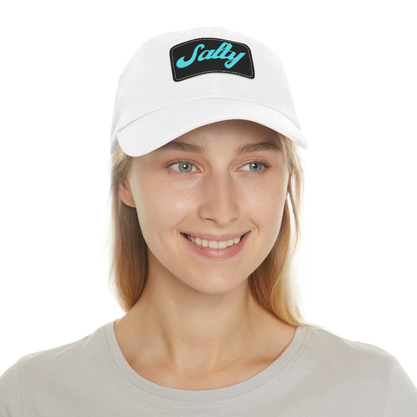 Salty Dad Hat with Leather Patch (Rectangle)